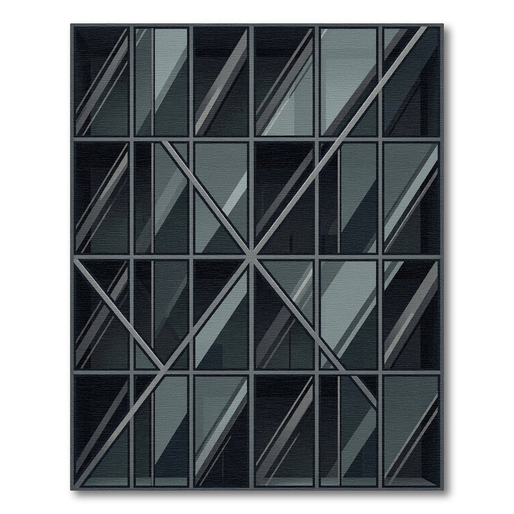 Dark Gray Modern Geometric Facade Rug
