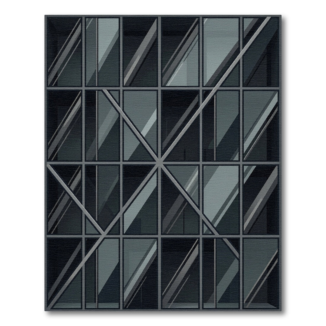 Dark Gray Modern Geometric Facade Rug