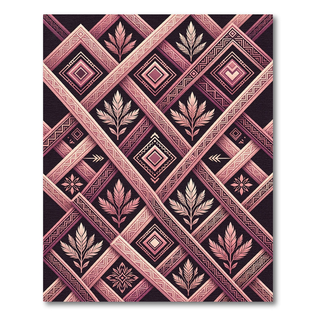 Blush Geometric Diamond Botanical Grid Rug