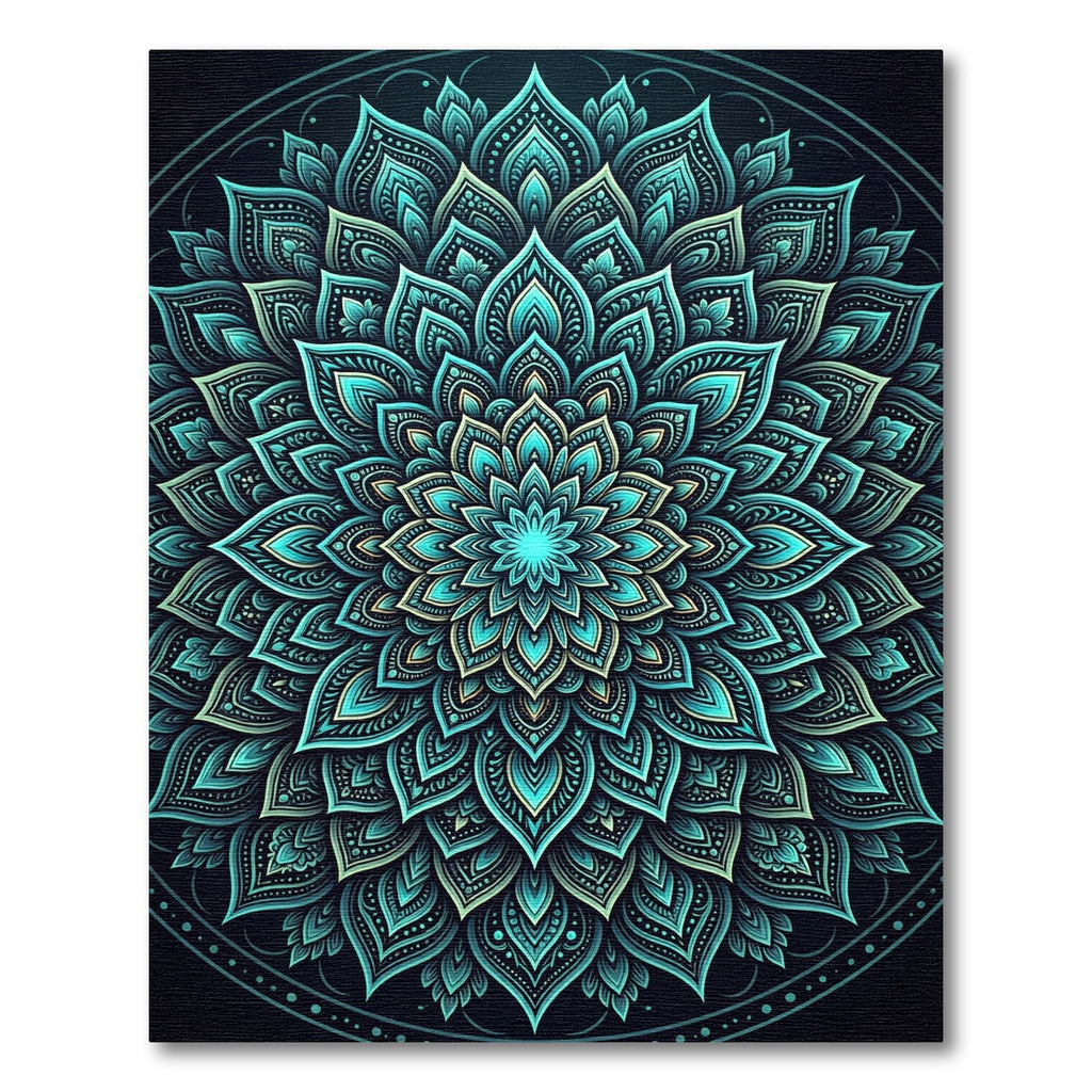 Radiant Teal Floral Mandala Medallion Rug