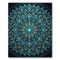 Radiant Teal Floral Mandala Medallion Rug