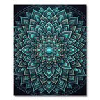 Radiant Teal Floral Mandala Medallion Rug
