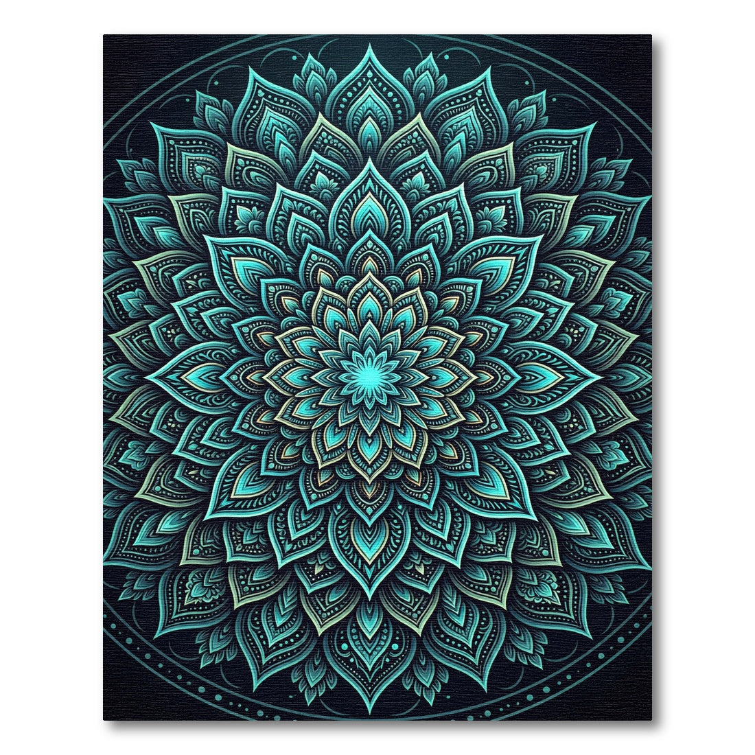 Radiant Teal Floral Mandala Medallion Rug