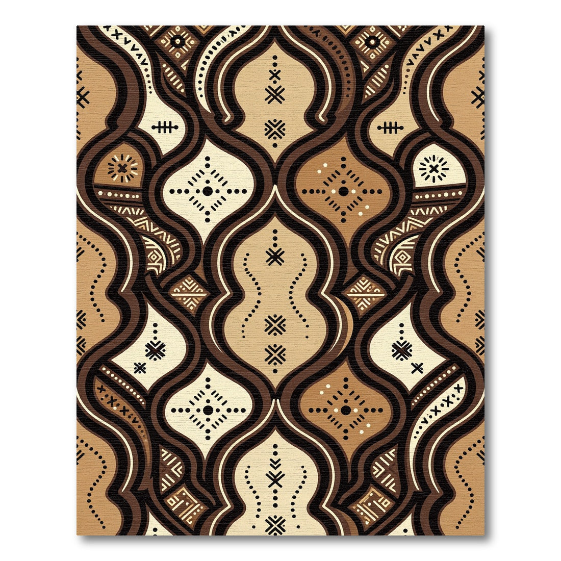 Earthy Brown Linear Tribal Geometric Rug
