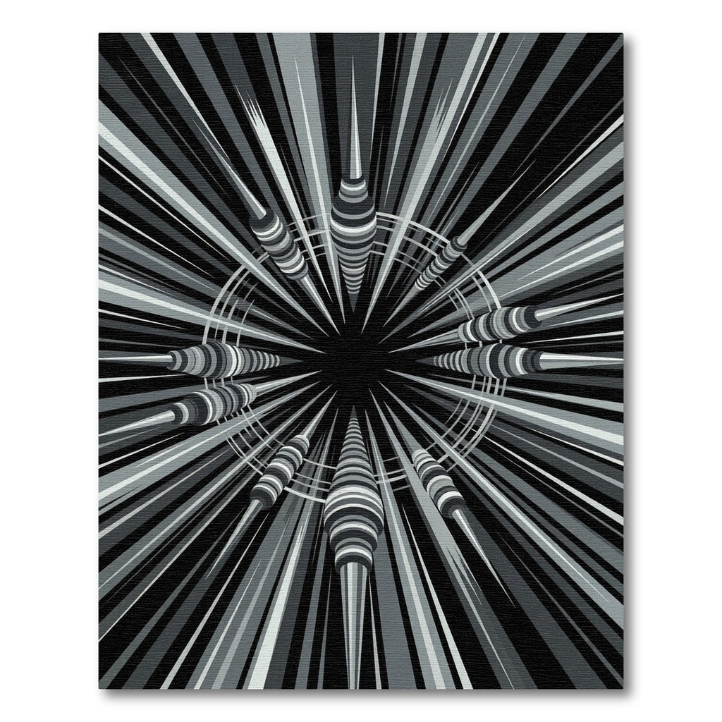 Monochrome Geometric Radial Starburst Art Rug