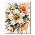 Watercolor Floral Sprig Peach and White Rug