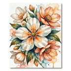 Watercolor Floral Sprig Peach and White Rug