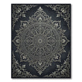 Elegant Silver Damask Charcoal Circular Medallion Rug