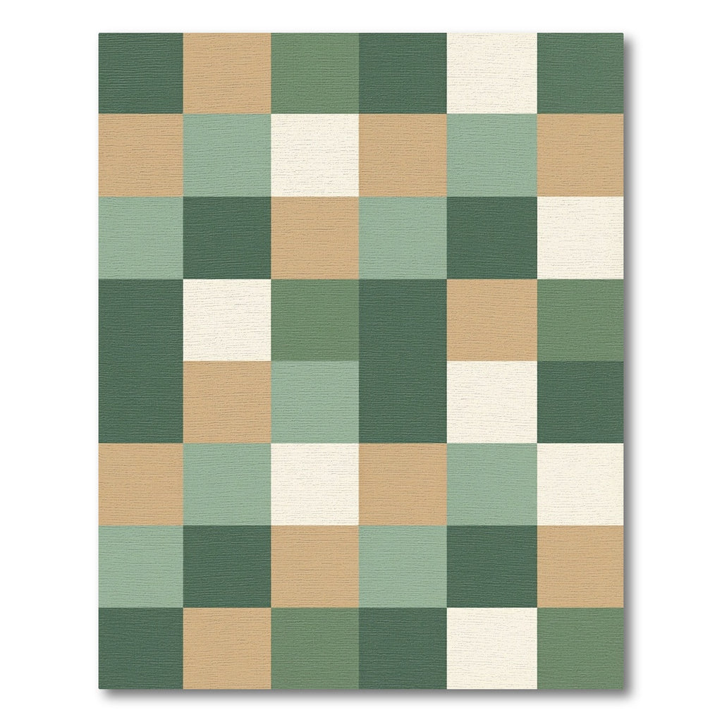 Sage and Tan Geometric Block Grid Rug