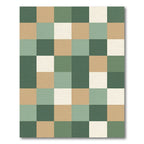 Sage and Tan Geometric Block Grid Rug