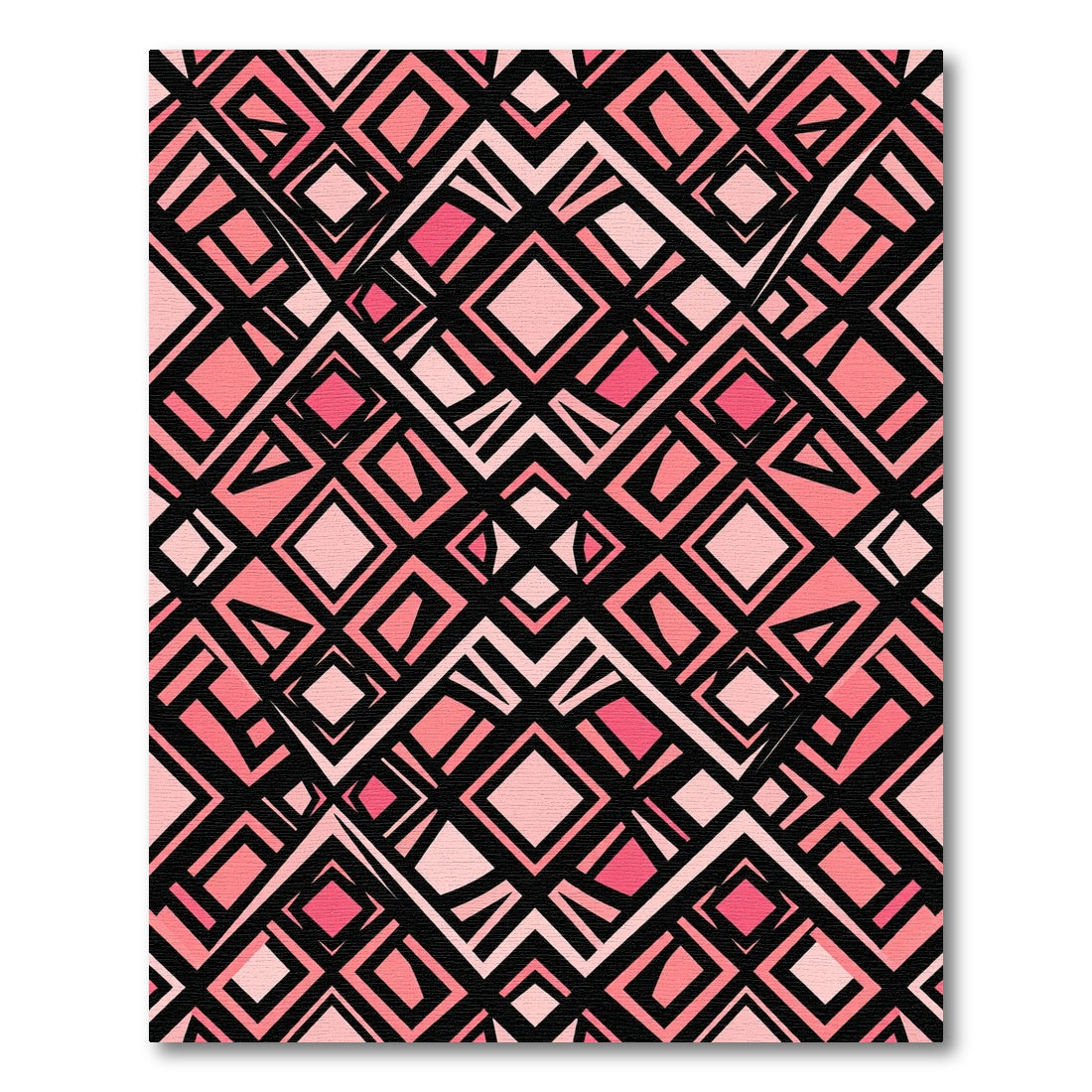 Blush Pink Geometric Diamond Grid Rug