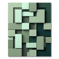 Ombre Green Geometric Block Composition Rug