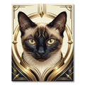 Elegant Gold Art Deco Siamese Cat Rug