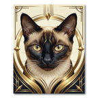 Elegant Gold Art Deco Siamese Cat Rug