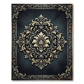 Elegant Charcoal Gold Floral Damask Rug