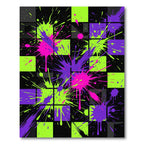 Neon Splatter Checkered Pop Art Rug