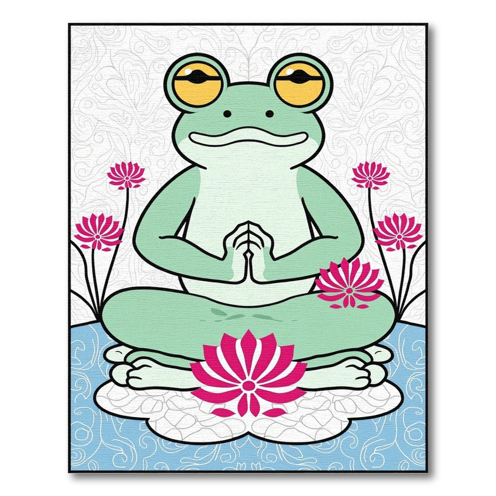 Meditating Frog Lotus Garden Rug