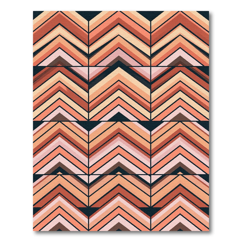 Retro Terracotta Geometric Chevron Area Rug
