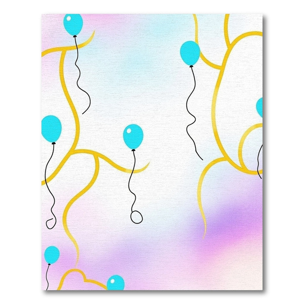 Blue Balloons Ascending Yellow Vines Rug