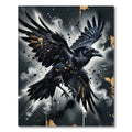Black Raven Gold Splatter Art Rug
