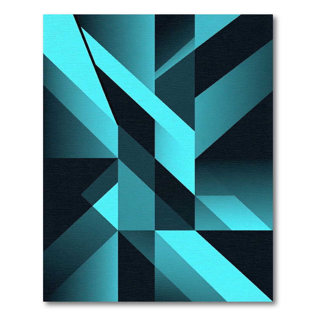 Modern Cyan Black Geometric Abstract Surface Rug