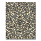 Elegant Gray Filigree Damask Scroll Rug