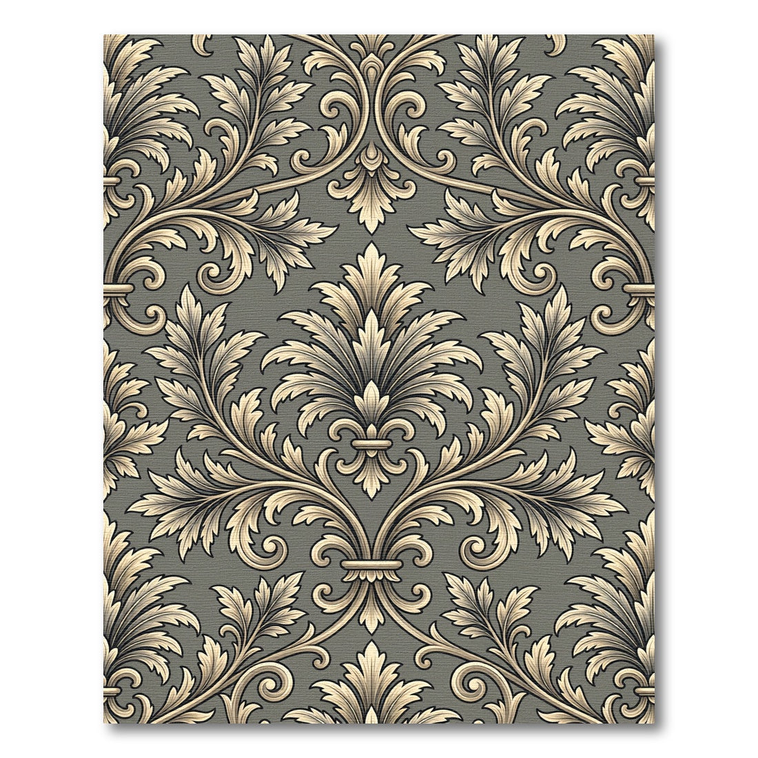 Elegant Gray Filigree Damask Scroll Rug
