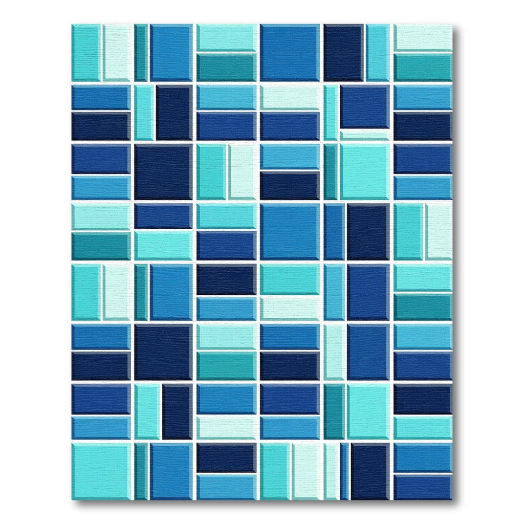 Modern Mosaic Block Azure Geometric Rug