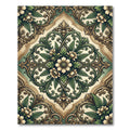 Sage Botanical Floret Scroll Medallion Rug