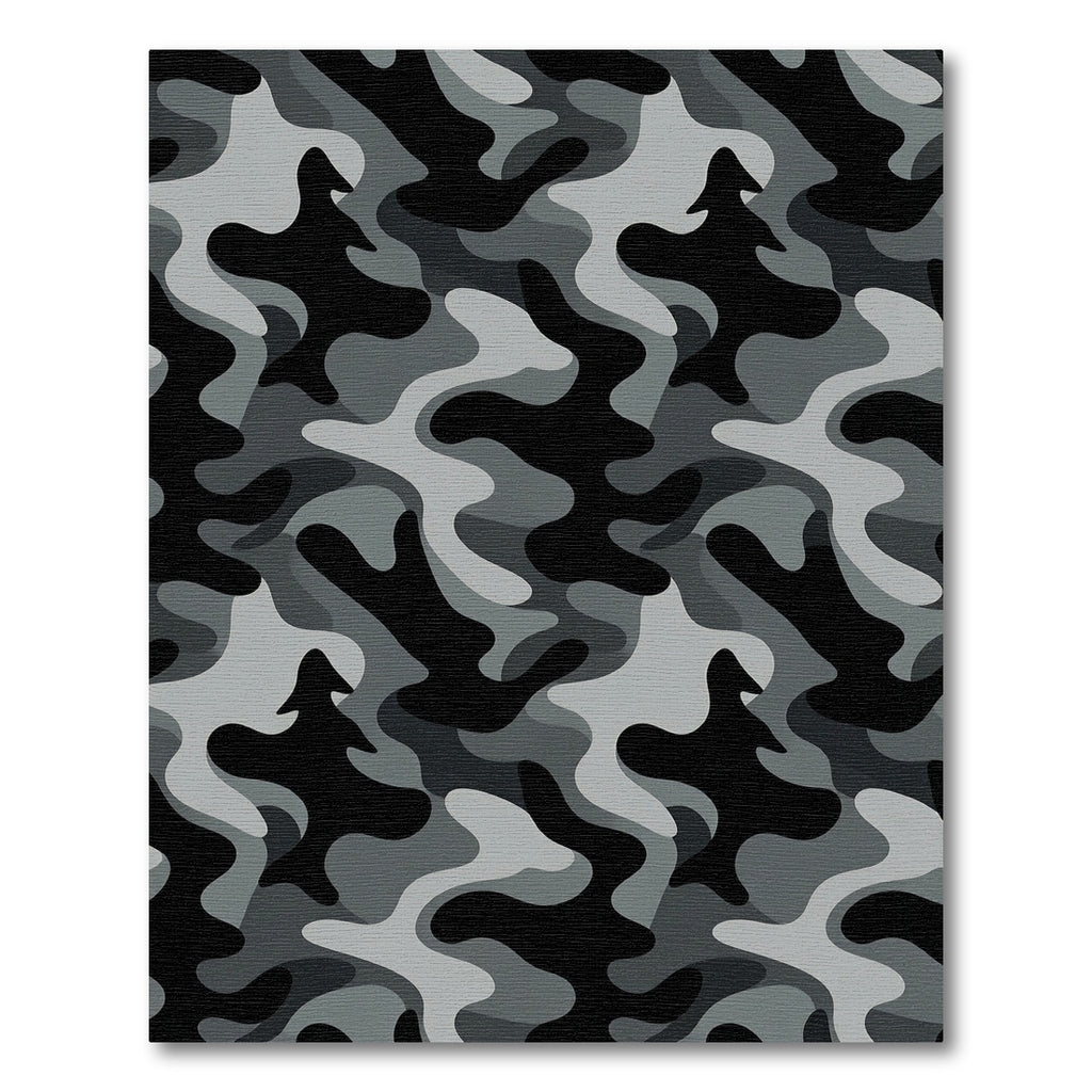 Modern Urban Monochrome Camouflage Abstract Rug