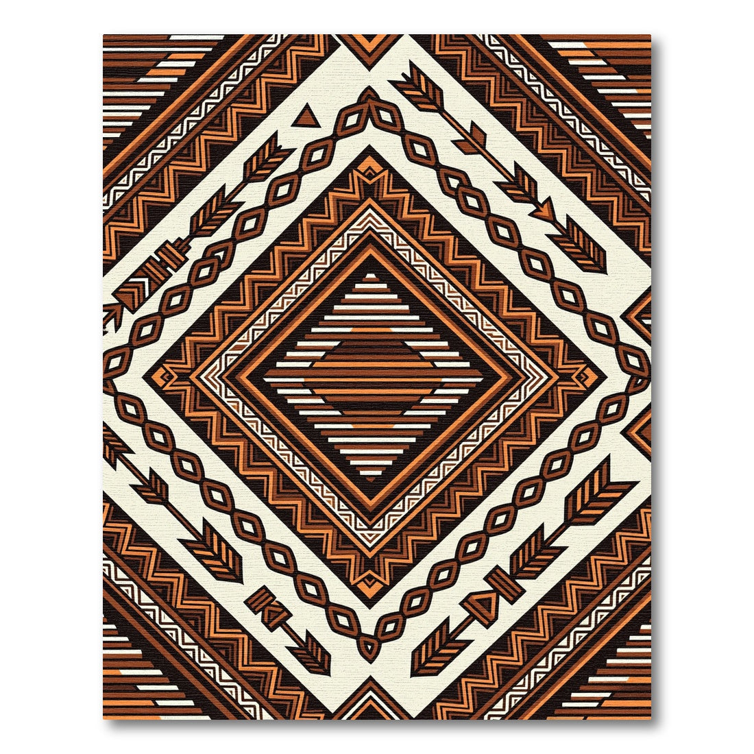 Earthy Geometric Arrow Diamond Rug
