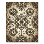 Celestial Sepia Floral Damask Area Rug