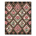Pink Blooming Heart Birds Lattice Rug