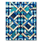 Geometric Nautical Blue Harbor Landscape Rug