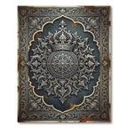 Ornate Royal Silver Floral Medallion Rug