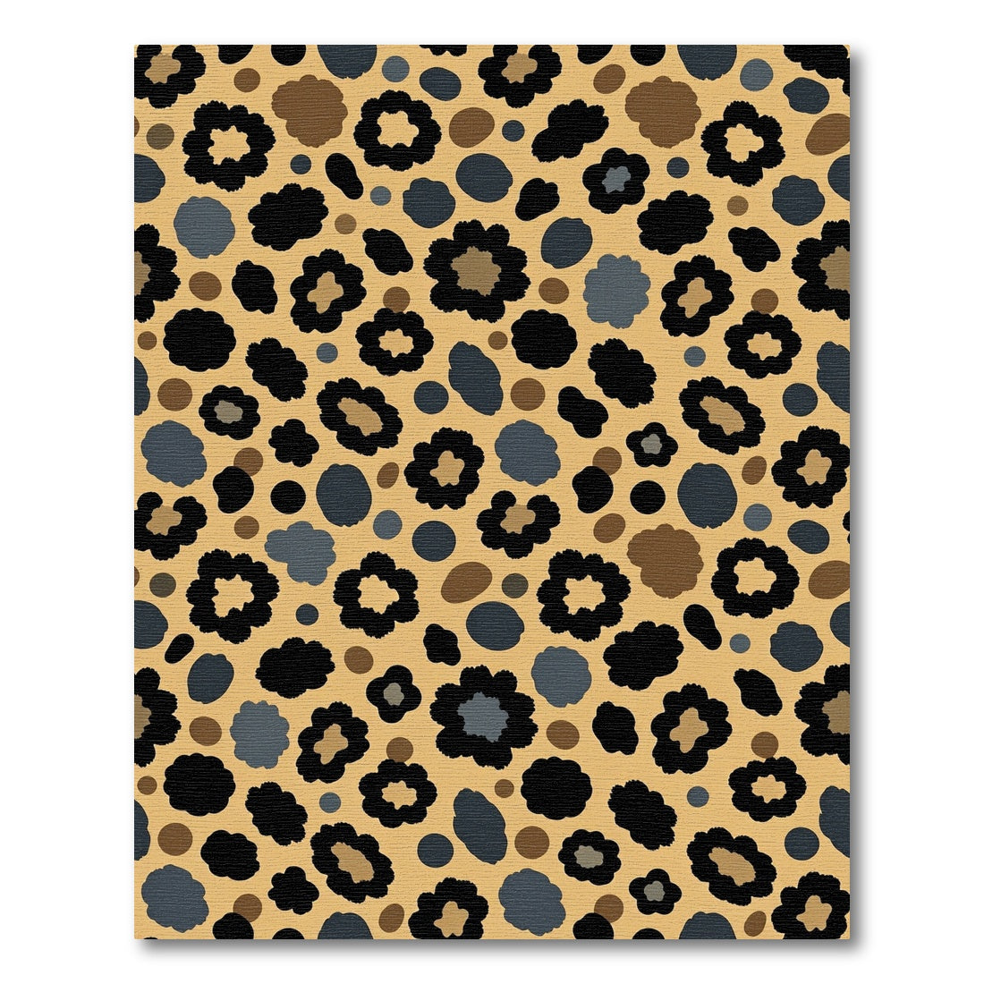 Brown Gold Animal Print Floral Rug