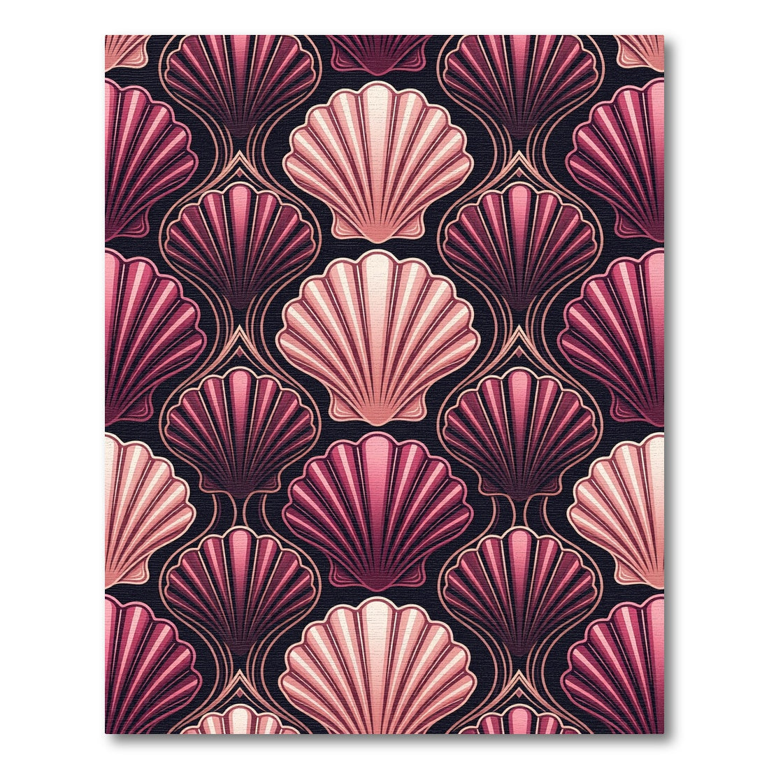 Art Deco Pink Seashell Pattern Rug