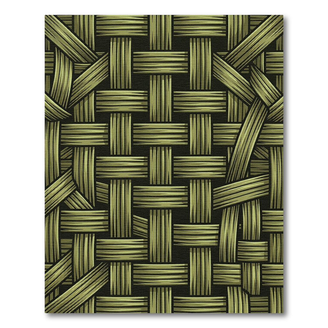 Olive Woven Textural Basket Weave Rug