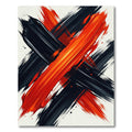 Bold Red and Black Abstract Stroke Rug