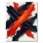 Bold Red and Black Abstract Stroke Rug