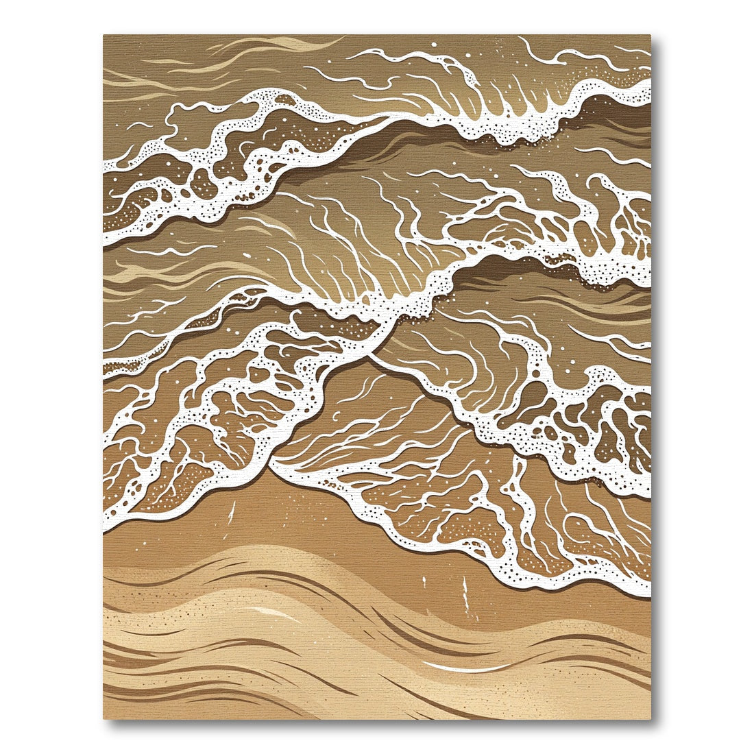 Earthy Golden Toned Ocean Waves Rug