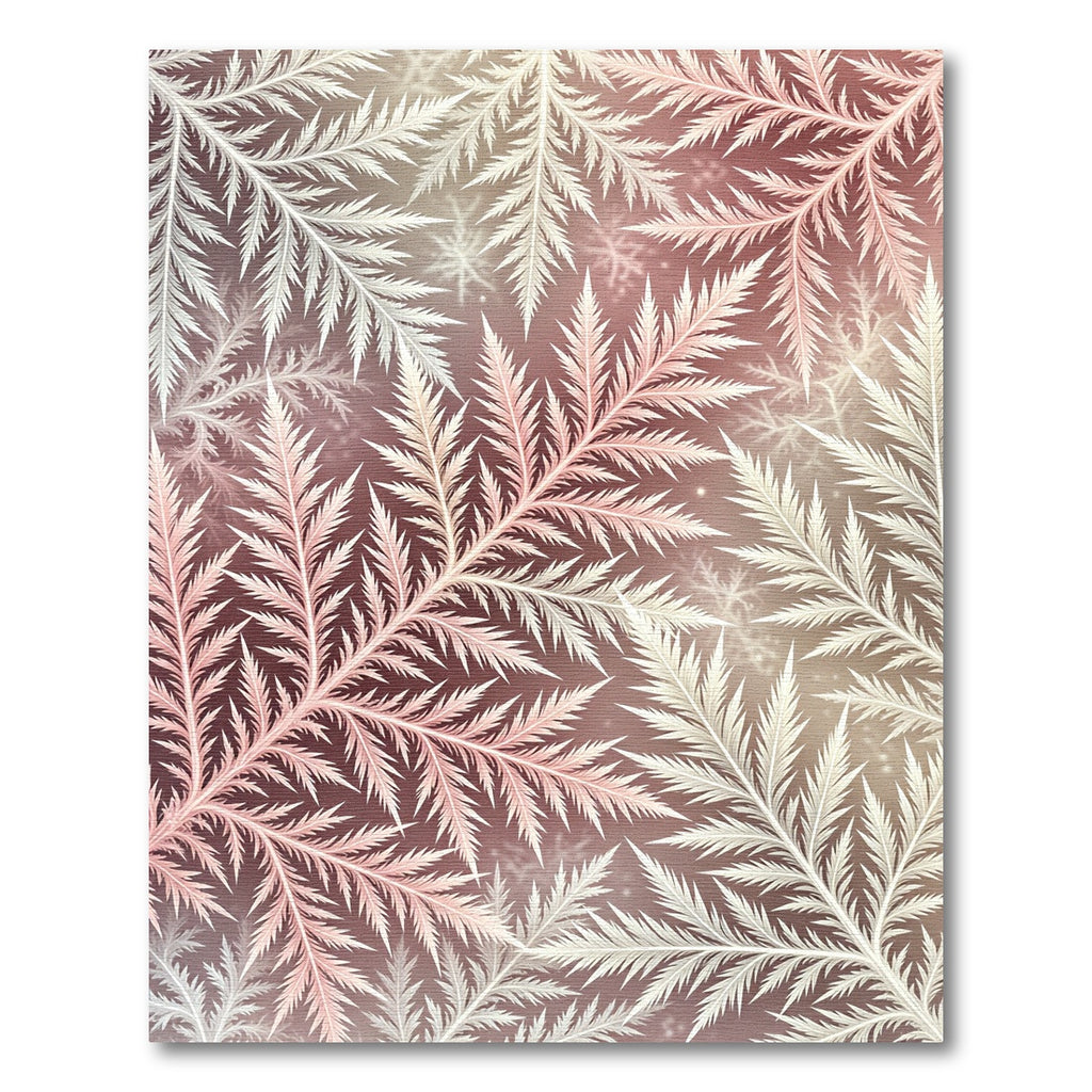 Frosty Pink Botanical Fern Forest Rug