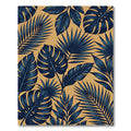 Navy Tropical Palm Leaf Gold Rug