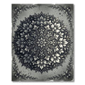 Ornate Gray Ink Floral Mandala Rug