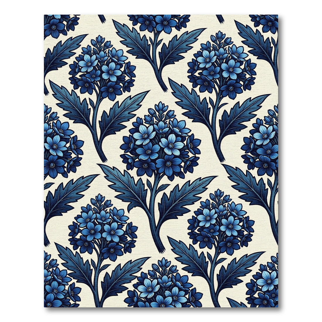 Indigo Botanical Azure Floral Bouquet Rug