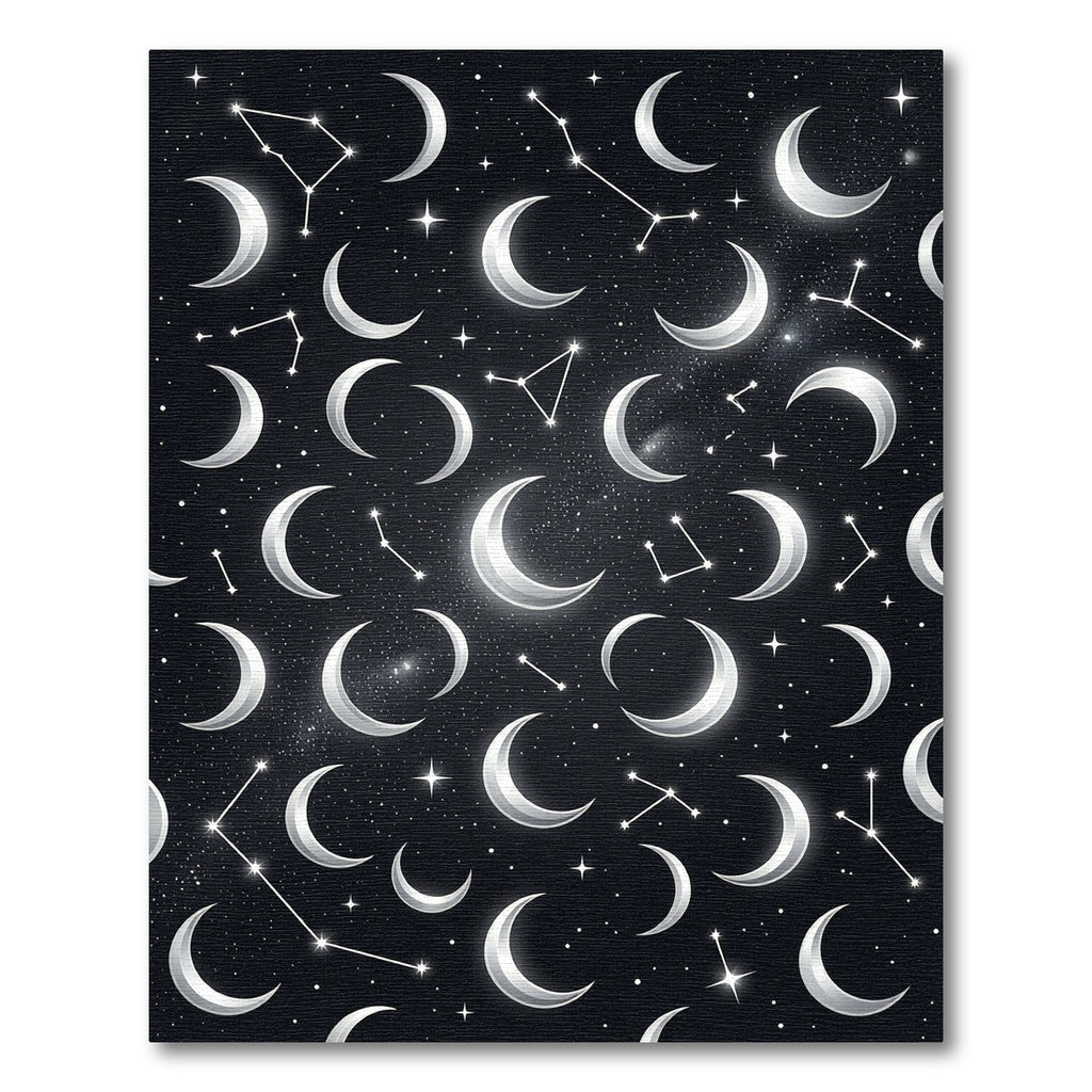 Celestial Silver Moon and Constellation Rug