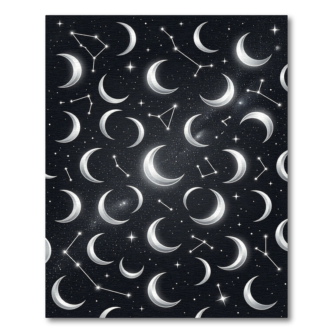 Celestial Silver Moon and Constellation Rug