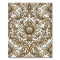 Elegant Gold Baroque Damask Scroll Rug