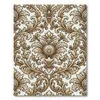 Elegant Gold Baroque Damask Scroll Rug