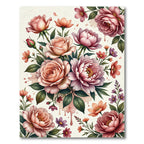 Soft Pink Peony and Rose Bouquet Rug